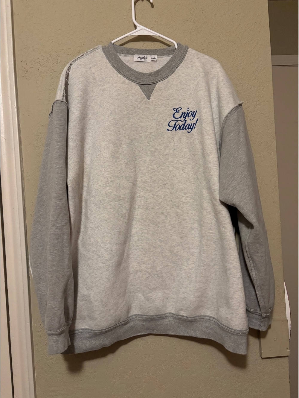 The Mayfair Group Enjoy Today! Grey Crewneck Sweatshirt L/XL